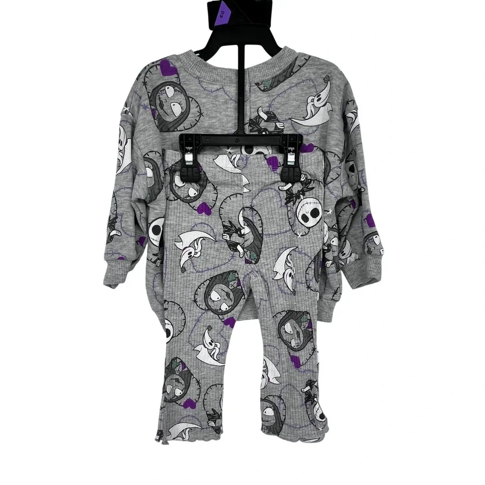 Disney Baby Nightmare Before Christmas Outfit Set Girls 12M Gray‎ Jack Sally NEW